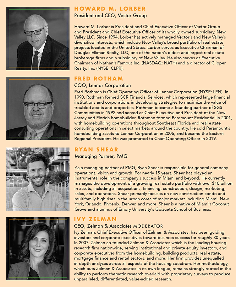 Session 4 featured speakers are Howard Lorber, Fred Rothman, Ryan Shear, Ivy Zelman